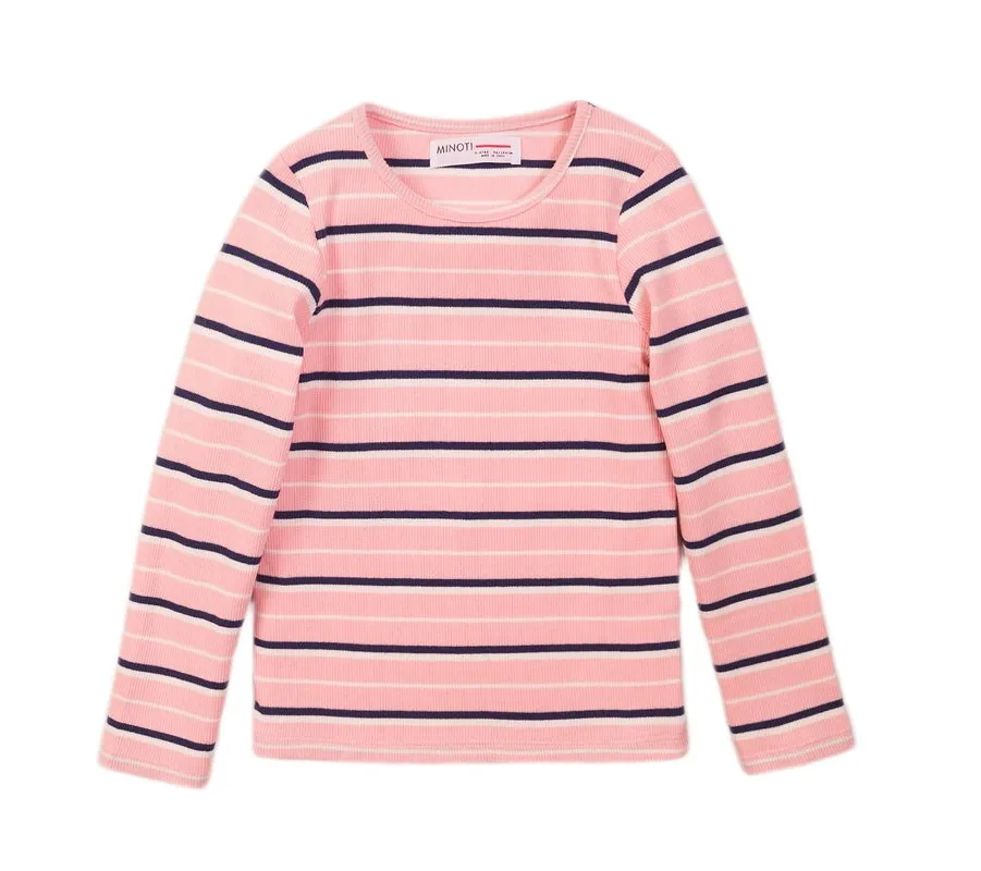 Minoti Girls Long Sleeve Top Striped Pink (9-12mths)