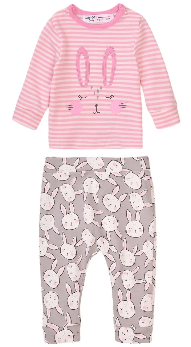 Minoti Girls Set Bunny Pink (0-6mths)