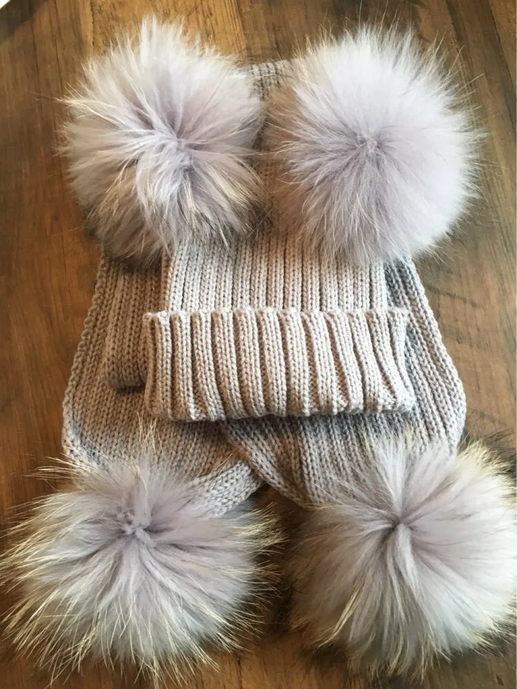 Pale Grey Fur Pom Pom