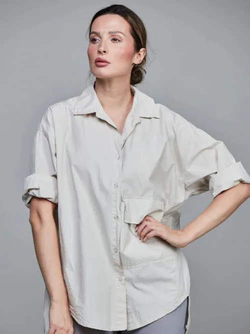 Pocket Cotton Short Shirt White