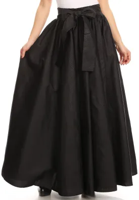 Sakkas Sauda Maxi Long Full Circle Wax Cotton Skirt Casual Gorgeous Basic Boho