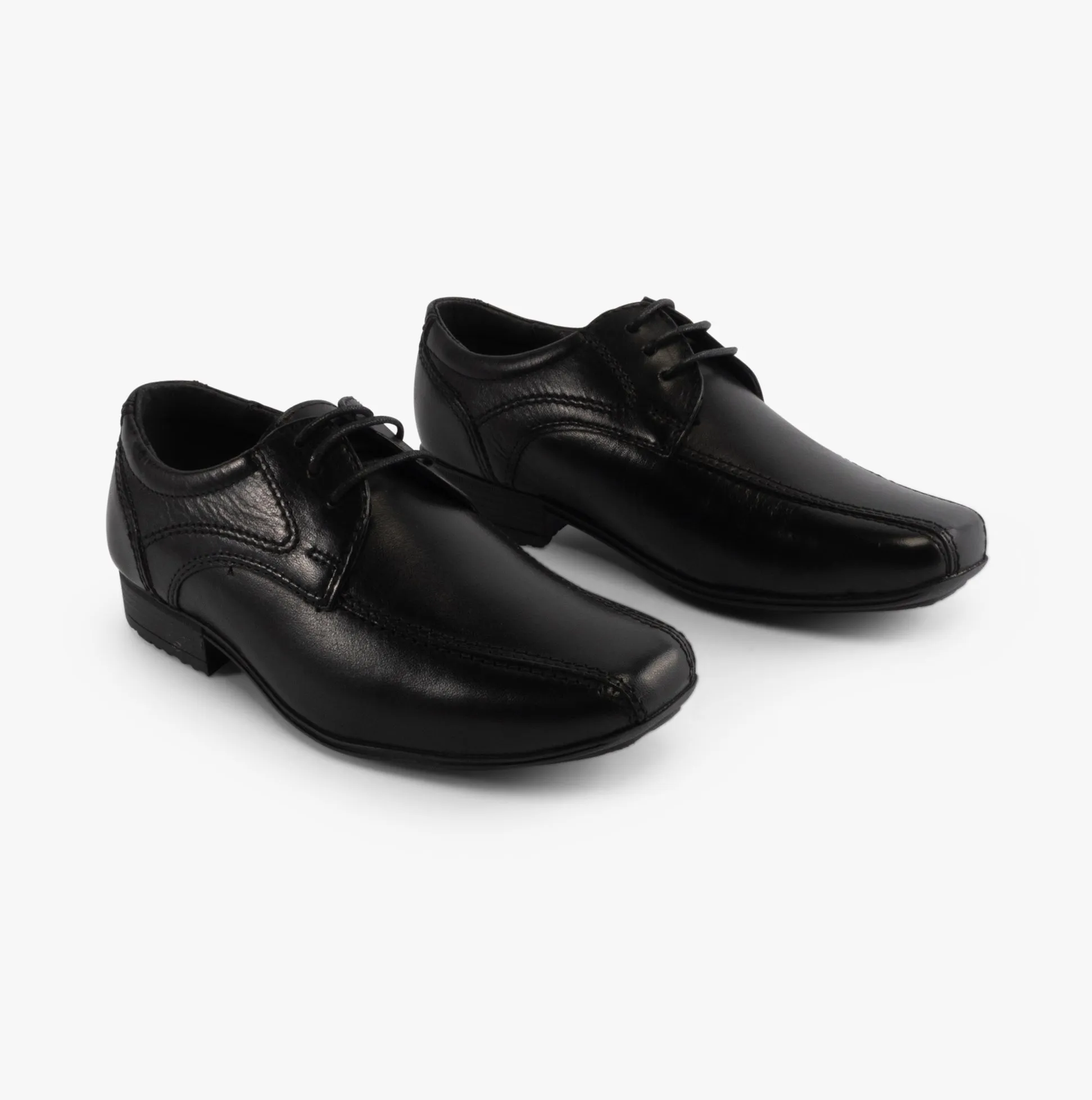 SNOWDEN Boys Leather Lace-Up School Shoes Black