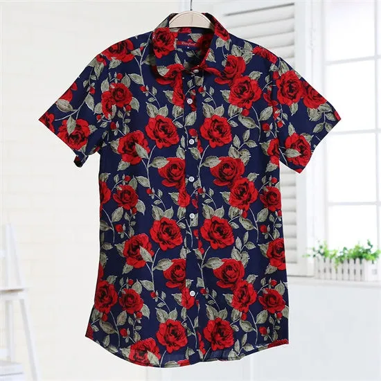 Summer Short Sleeve Beach Shirt Women Floral Blouses Print Cotton Tops Ladies Short Blusas Plus Size Women Clothes Fashion Shirt