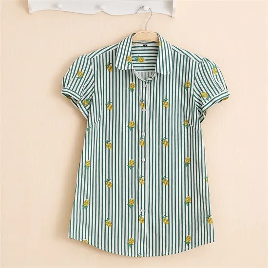 Summer Short Sleeve Beach Shirt Women Floral Blouses Print Cotton Tops Ladies Short Blusas Plus Size Women Clothes Fashion Shirt