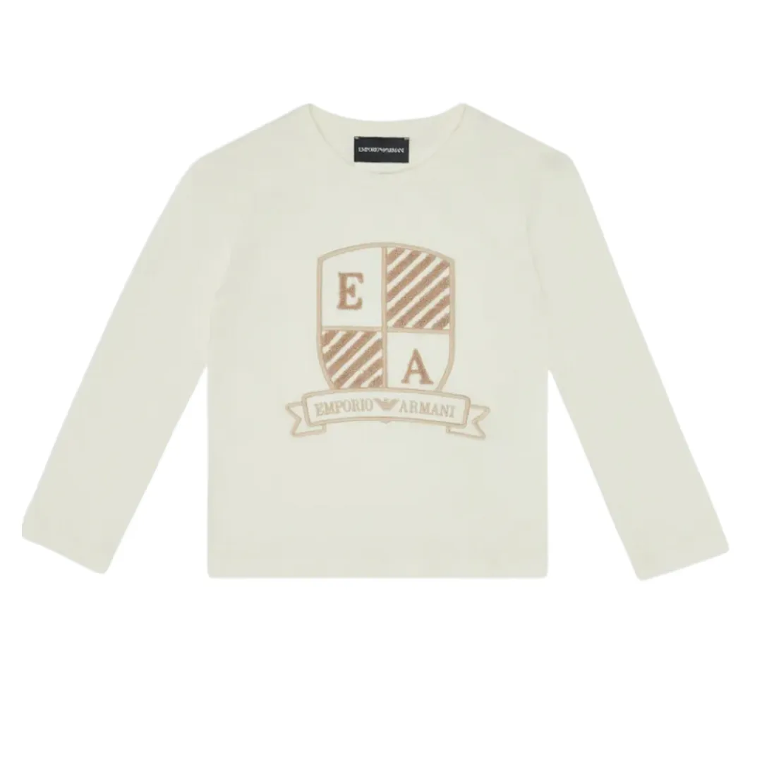 White Long Sleeve Prep Logo Tee