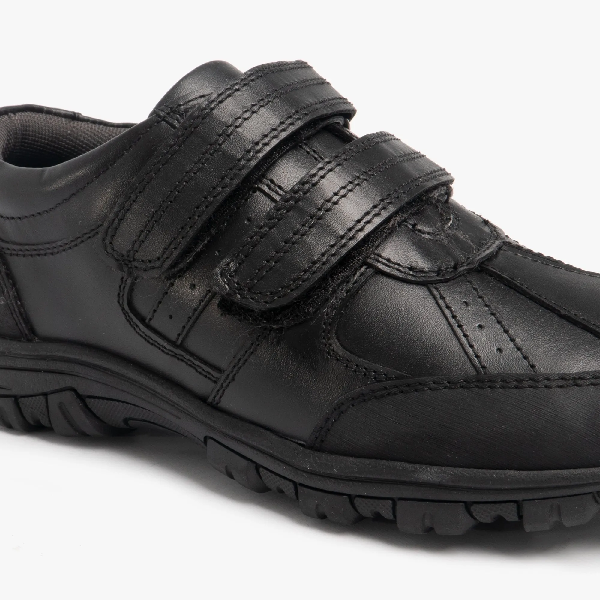 WILFRED Boys Black Leather Touch Fasten Shoes