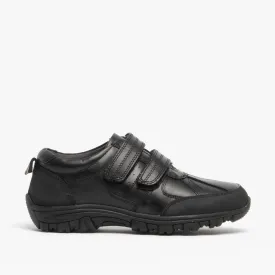 WILFRED Boys Black Leather Touch Fasten Shoes