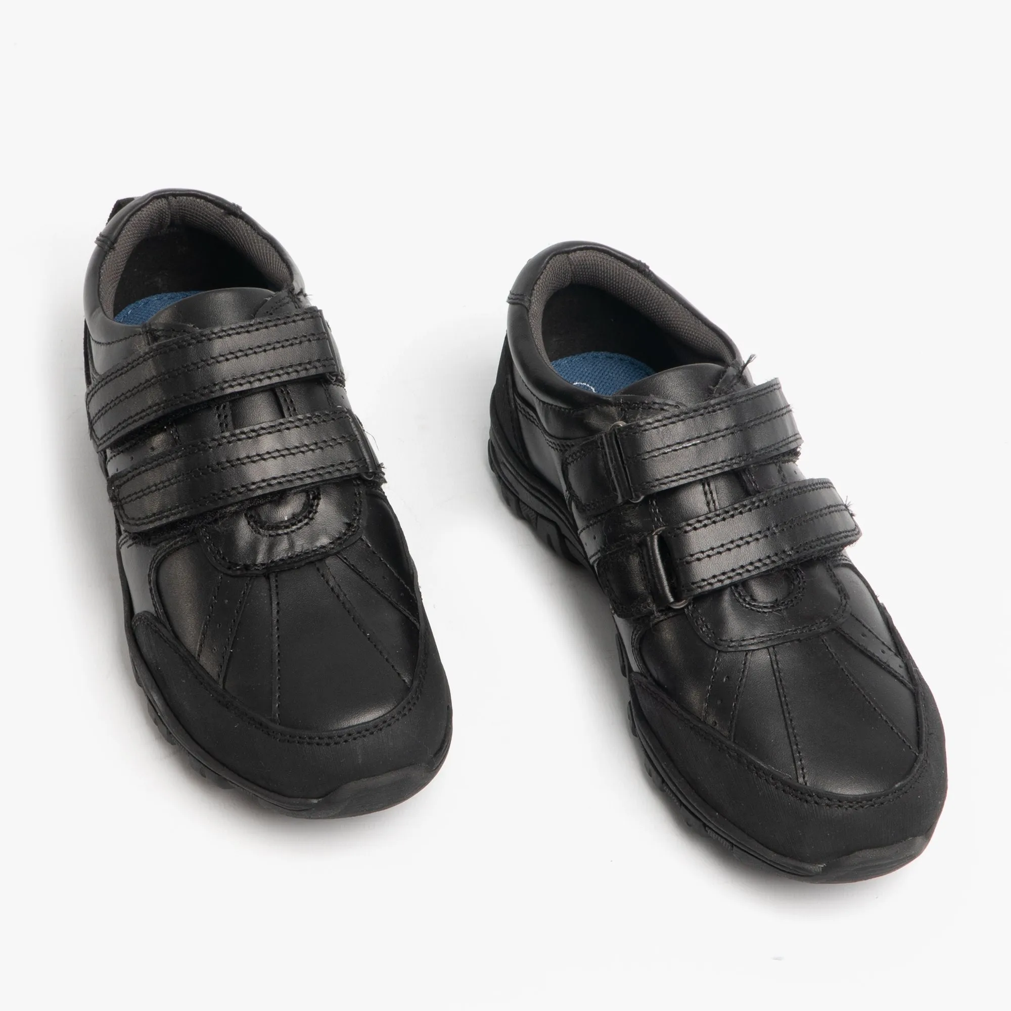 WILFRED Boys Black Leather Touch Fasten Shoes