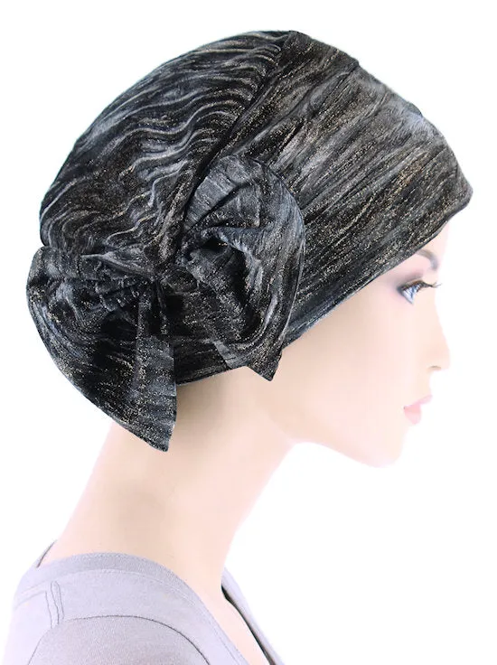 Winter Cloche Bow Hat Midnight Shimmer