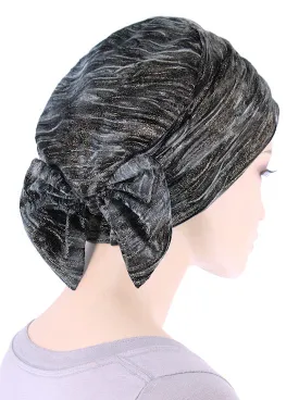 Winter Cloche Bow Hat Midnight Shimmer